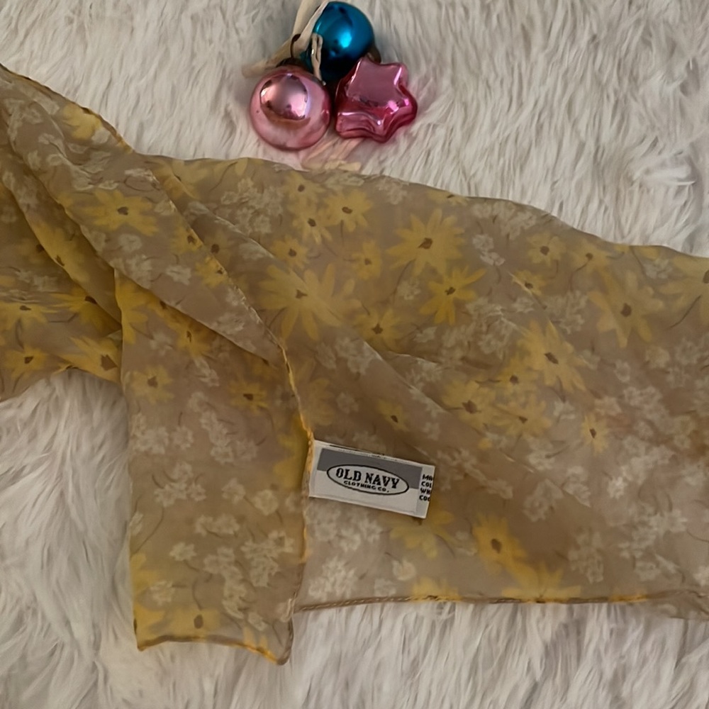 Old Navy Yellow Floral Square Scarf - Picture 2 of 4